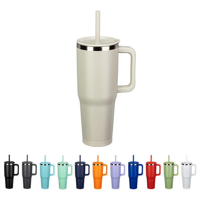 SENSO® Summit 40 oz Insulated Stainless Steel Travel Mug with Press-In Str - 1